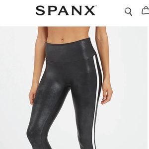COPY - Faux leather side strip leggings-Spanx medium